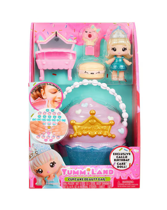YUMMILAND BEAUTY BAG PLAY SET & LIP GLOSS DOLL - CUPCAKE BEAUTY BAG