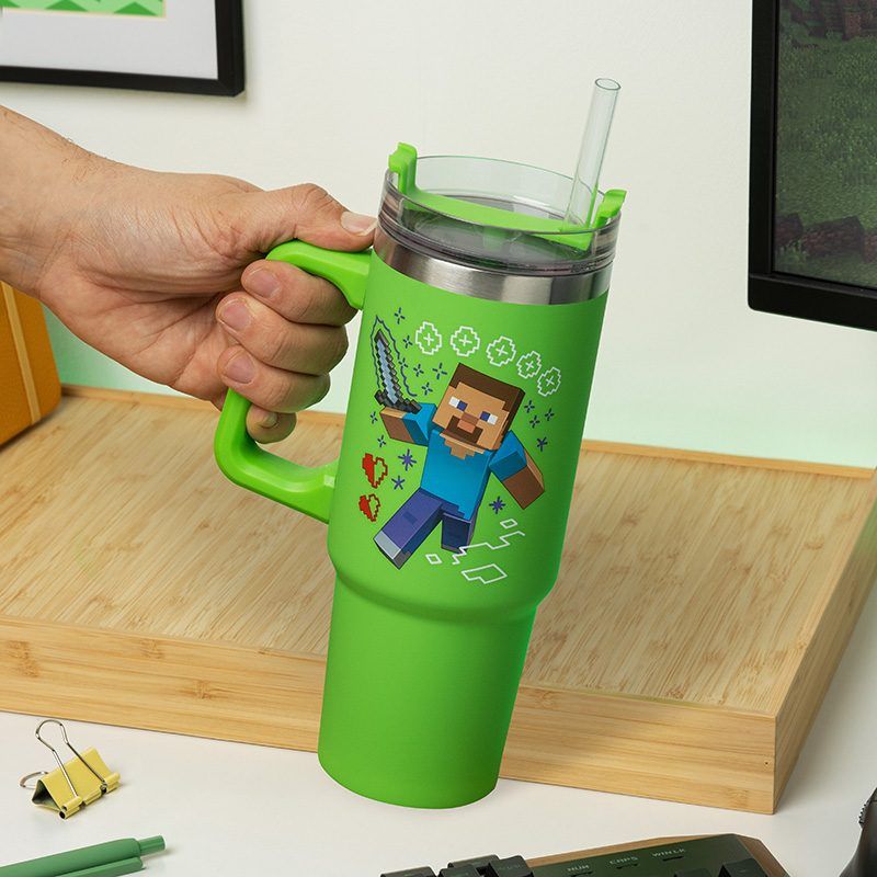 Minecraft Green 900ml Insulated Cup and Straw Paladone